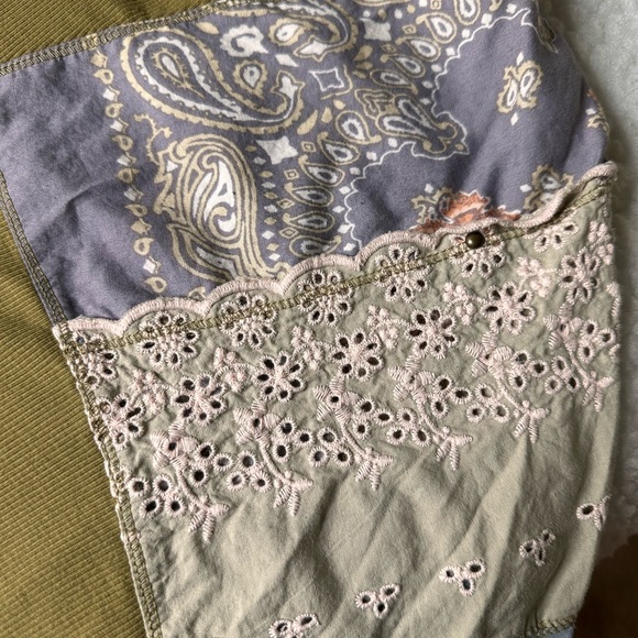 We The Free Olive and Blue/Grey Women's Top - Picture 5 of 7